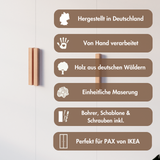 Griffe für PAX Türen, Holzgriffe aus Eiche für IKEA Kleiderschrank - Inkl. Schablone & Bohrer - Clutter Cover