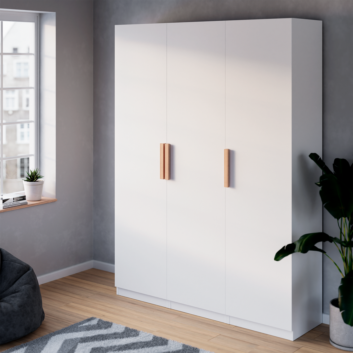 Griffe für PAX Türen, Holzgriffe aus Eiche für IKEA Kleiderschrank - Inkl. Schablone & Bohrer - Clutter Cover