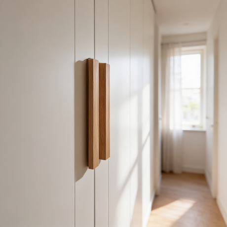 Griffe für PAX Türen, Holzgriffe aus Eiche für IKEA Kleiderschrank - Inkl. Schablone & Bohrer Möbelgriffe Clutter Cover