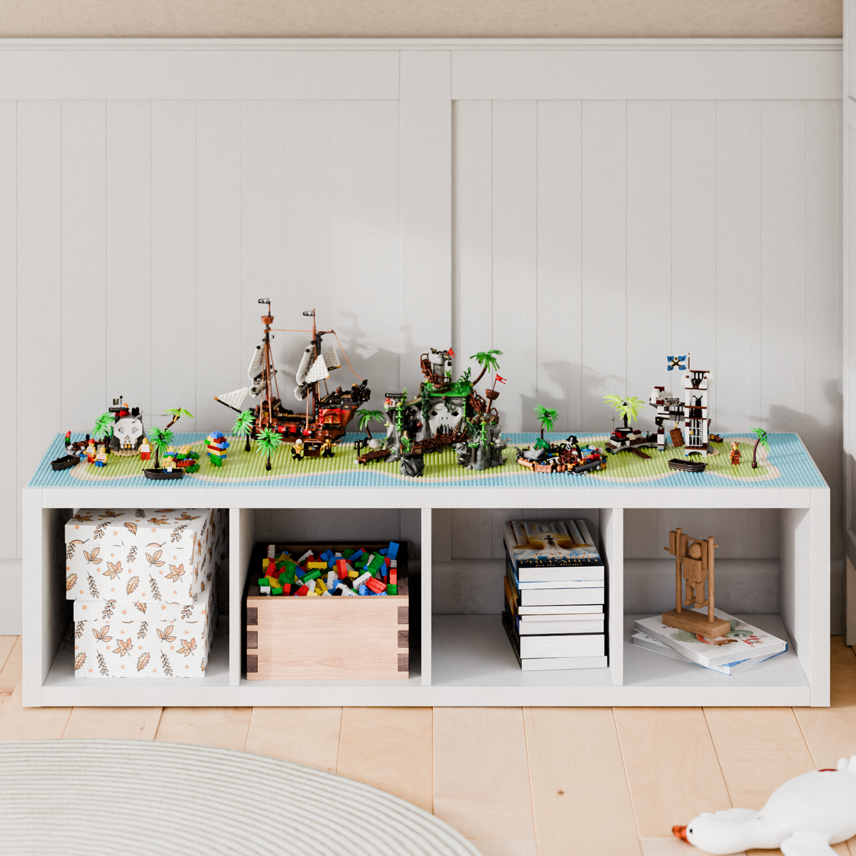 Bauplatte "Lillvik" für IKEA Kallax Regal kompatibel mit LEGO® Steinen, XXL Spieltisch Grundplatte zum Aufkleben Kallax Grundplatte für Klemmbausteine Clutter Cover