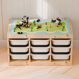 Bauplatte "Lillvik" für IKEA Trofast Regal Weiß & Kiefer, kompatibel mit LEGO® Steinen, XXL Spieltisch Grundplatte zum Aufkleben Trofast Grundplatte für Klemmbausteine Clutter Cover