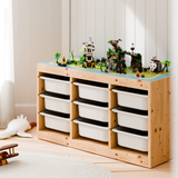 Bauplatte "Lillvik" für IKEA Trofast Regal Weiß & Kiefer, kompatibel mit LEGO® Steinen, XXL Spieltisch Grundplatte zum Aufkleben Trofast Grundplatte für Klemmbausteine Clutter Cover