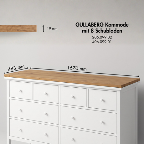 Holzplatte für IKEA Gullaberg Kommode 168 x 48cm im Stil Artisan Eiche Holzplatte Clutter Cover