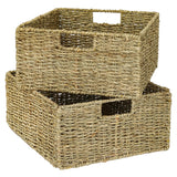 2er Set Korb aus Seegras 30 x 34 x 15cm für halbes Kallax Fach, Flechtkorb Kallax Einsatz Clutter Cover