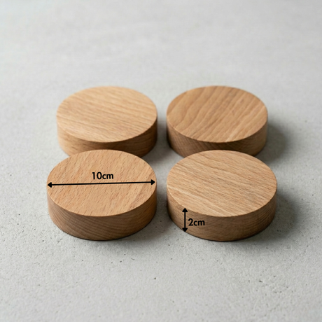 Holzscheiben für IKEA EKET Hack - Ø 10 x 2cm Scheiben aus Buche, Plättchen für Baustein Optik Schrankzubehör Clutter Cover