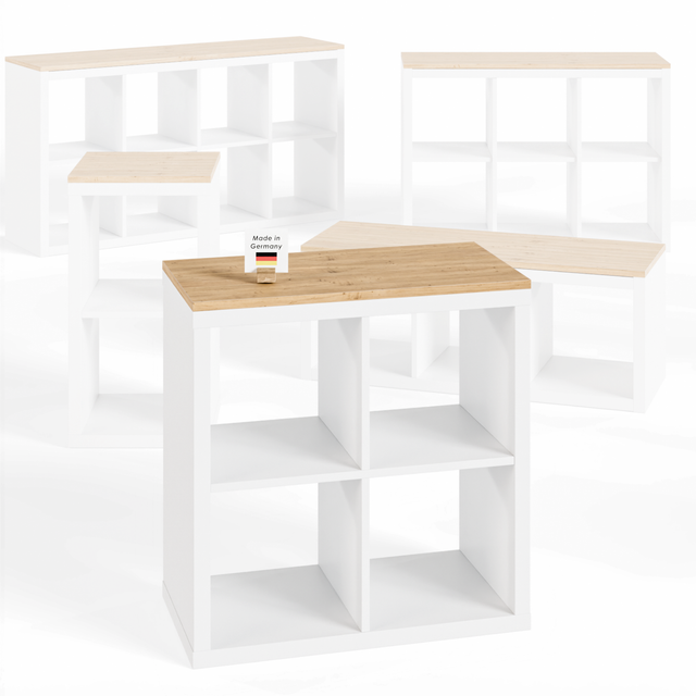 Holzplatte für 2er IKEA Kallax Regal, Eiche - Deckplatte 76 x 39cm Holzplatte Clutter Cover