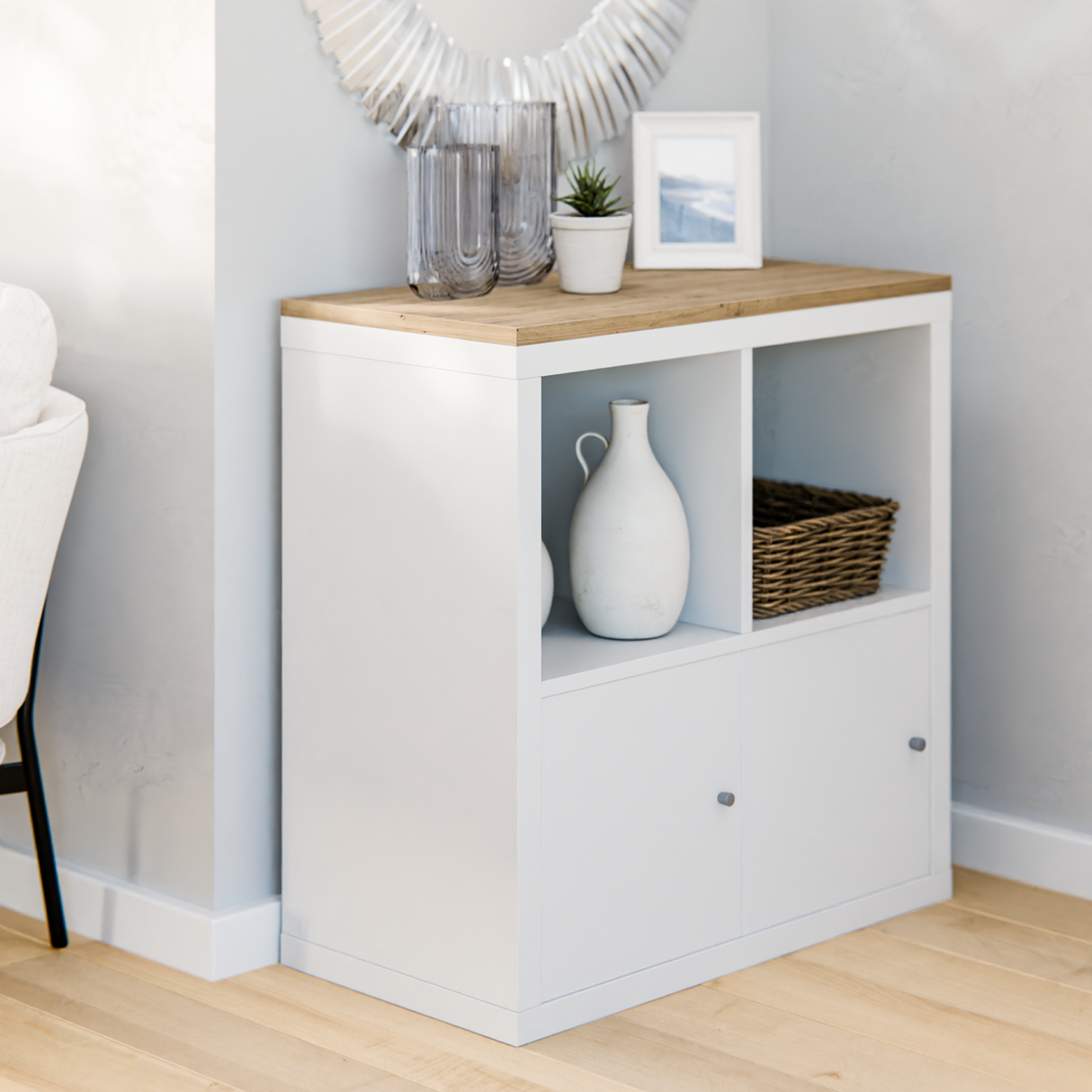 Holzplatte für 2er IKEA Kallax Regal, Eiche - Deckplatte 76 x 39cm Holzplatte Clutter Cover