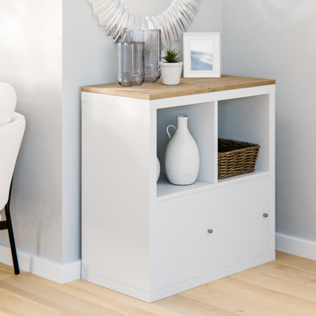 Holzplatte für 2er IKEA Kallax Regal, Eiche - Deckplatte 76 x 39cm Holzplatte Clutter Cover