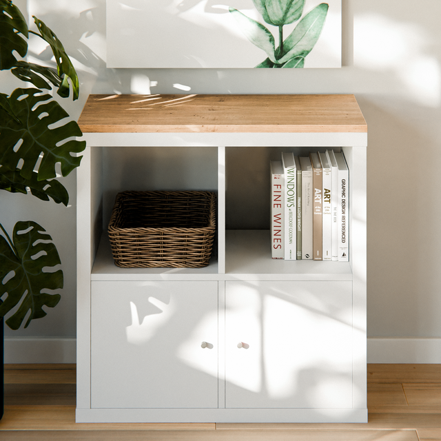 Holzplatte für 2er IKEA Kallax Regal, Eiche - Deckplatte 76 x 39cm - Clutter Cover