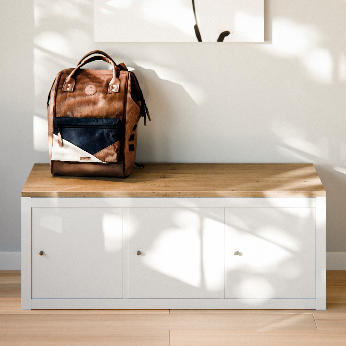Holzplatte für 3er IKEA Kallax Regal, Eiche - Deckplatte 111,5 x 39cm - Clutter Cover
