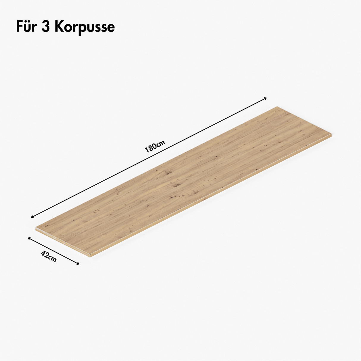 Holzplatte für IKEA Besta Regal 180 x 42cm, Eichen Deckplatte - Clutter Cover