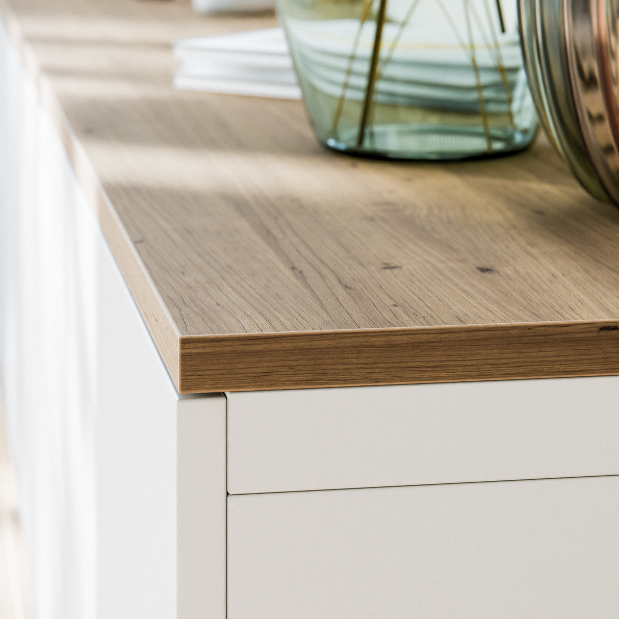 Holzplatte für IKEA Besta Regal 180 x 42cm, Eichen Deckplatte - Clutter Cover