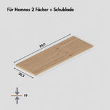 Holzplatte für IKEA Hemnes Schuhschrank 89,0 x 30,3cm, für Variante mit 2 Fächern und 1 Schublade, Eiche – Deckplatte für Schuhregal - Clutter Cover