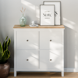 Holzplatte für IKEA Hemnes Schuhschrank Variante mit 2 oder 4 Fächern, Eiche - Deckplatte für Schuhregal - Clutter Cover
