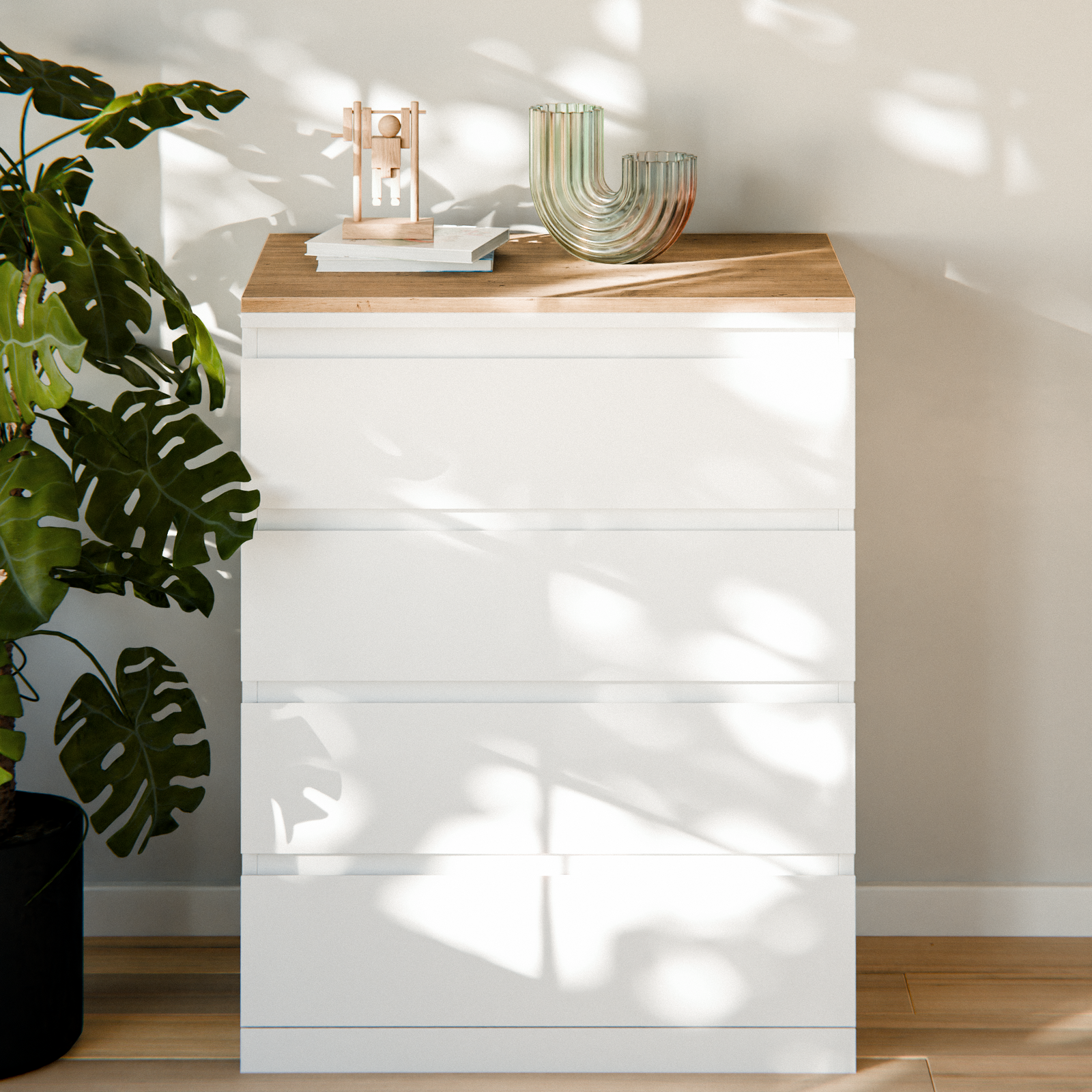 Holzplatte für IKEA Malm Kommode, Eiche, 80,4 x 48,2cm