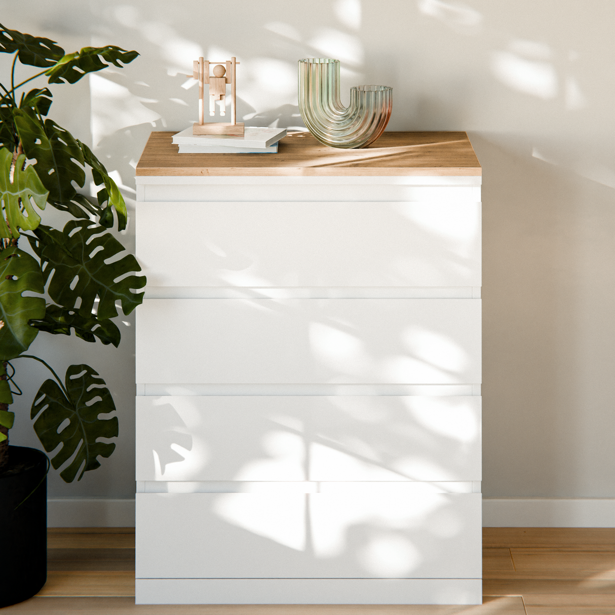 Holzplatte für IKEA Malm Kommode, Eiche, 80,4 x 48,2cm - Clutter Cover