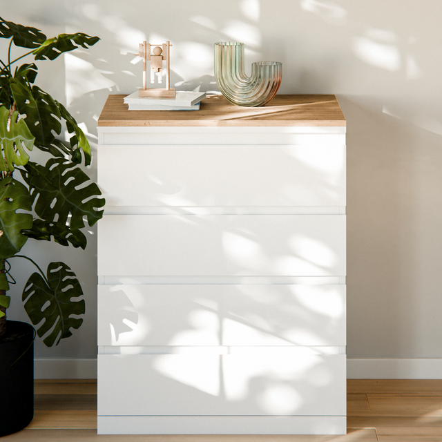 Holzplatte für IKEA Malm Kommode, Eiche, 80,4 x 48,2cm - Clutter Cover