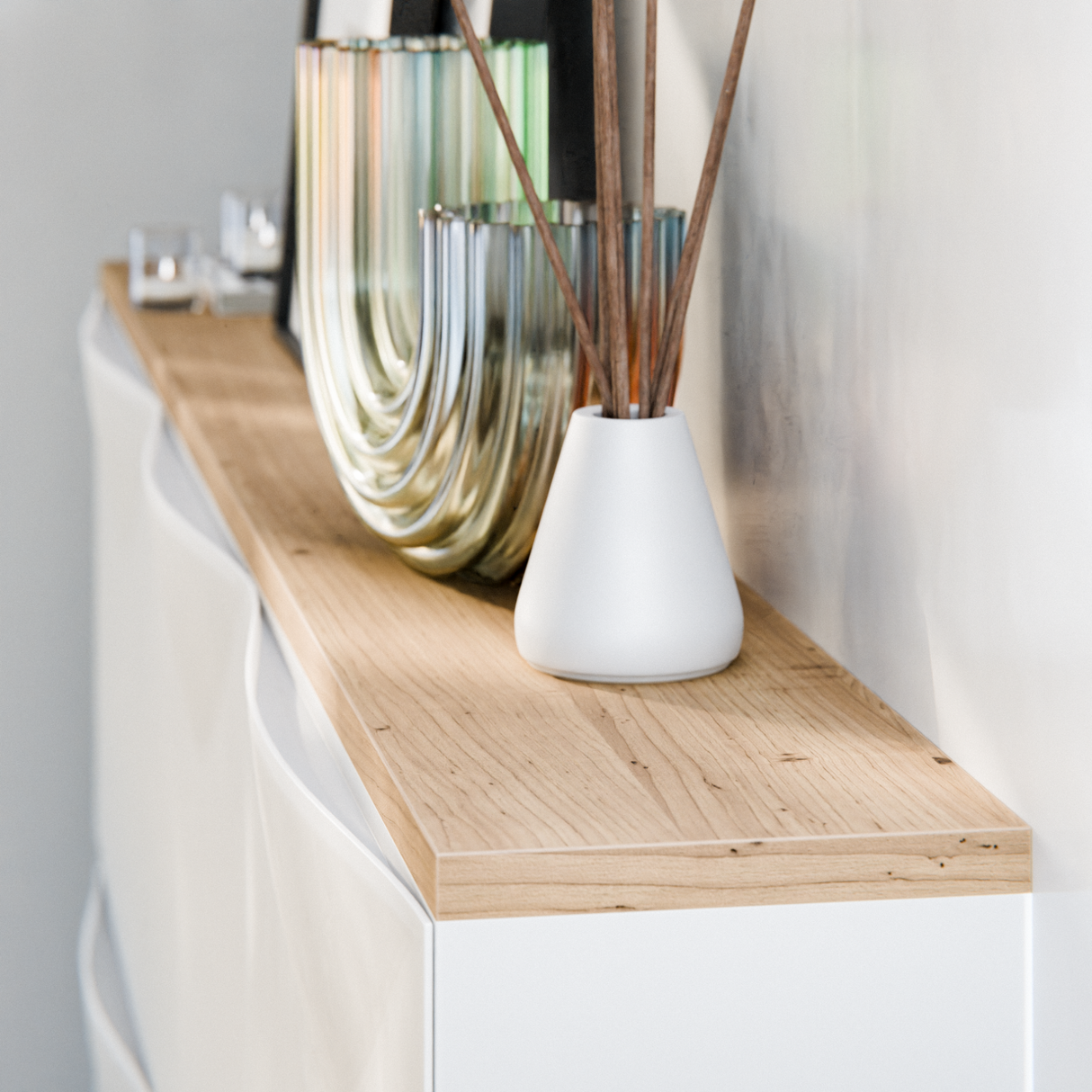 Holzplatte für 3 IKEA Trones Schuhschränke, Eiche - Deckplatte 154,1 x 15,9cm Holzplatte Clutter Cover