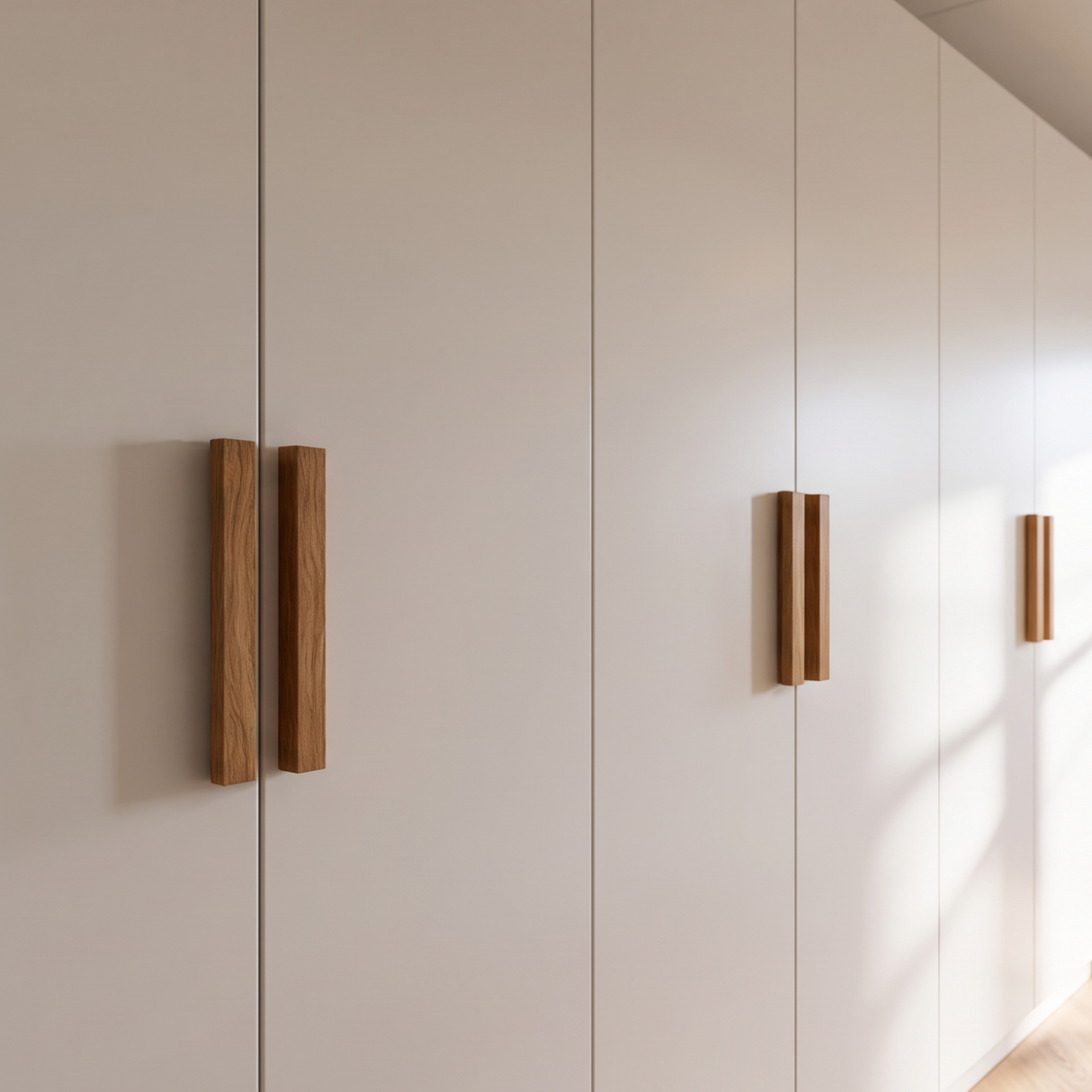 Griffe für PAX Türen, Holzgriffe aus Eiche für IKEA Kleiderschrank - Inkl. Schablone & Bohrer Möbelgriffe Clutter Cover