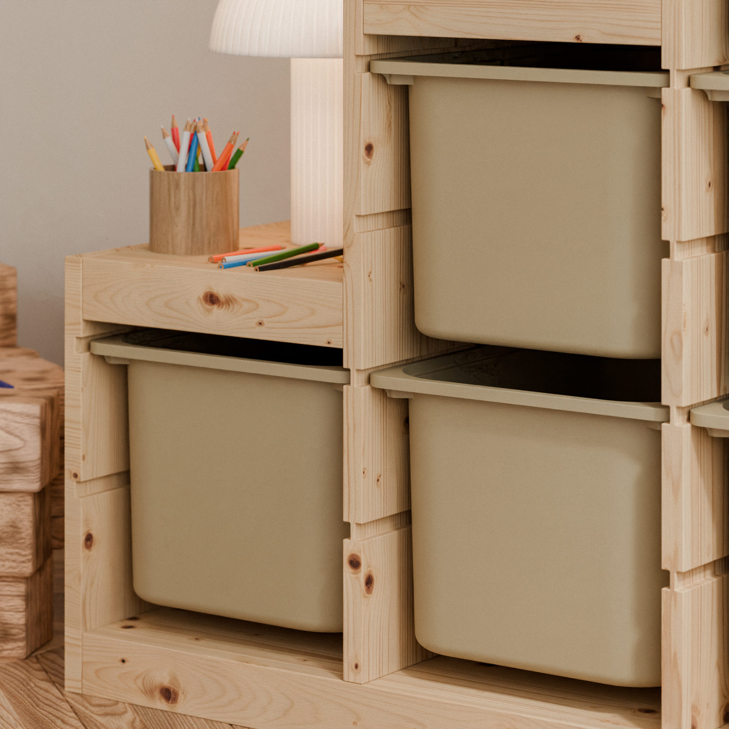 Große Box „TRÖVI“ für IKEA Trofast Regale – 42 × 30 × 23 cm in Beige