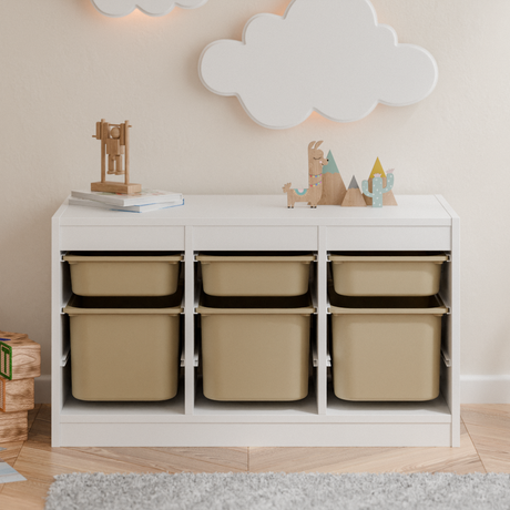 Große Box „TRÖVI“ für IKEA Trofast Regale – 42 × 30 × 23 cm in Beige Trofast Box Clutter Cover