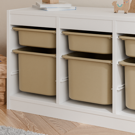 Große Box „TRÖVI“ für IKEA Trofast Regale – 42 × 30 × 23 cm in Beige Trofast Box Clutter Cover