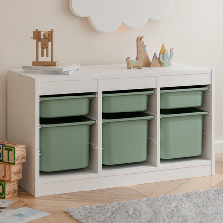 Große Box „TRÖVI“ für IKEA Trofast Regale – 42 × 30 × 23 cm in Eukalyptus Grün Box Kiste Korb Clutter Cover