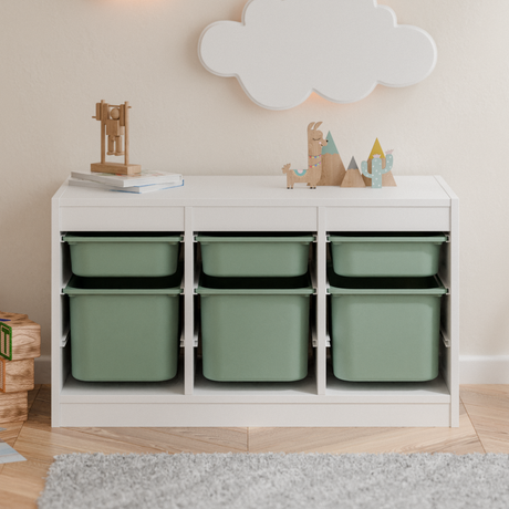 Große Box „TRÖVI“ für IKEA Trofast Regale – 42 × 30 × 23 cm in Eukalyptus Grün Box Kiste Korb Clutter Cover