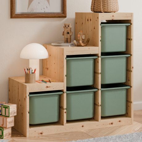 Große Box „TRÖVI“ für IKEA Trofast Regale – 42 × 30 × 23 cm in Eukalyptus Grün Box Kiste Korb Clutter Cover