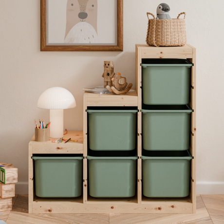 Große Box „TRÖVI“ für IKEA Trofast Regale – 42 × 30 × 23 cm in Eukalyptus Grün Box Kiste Korb Clutter Cover