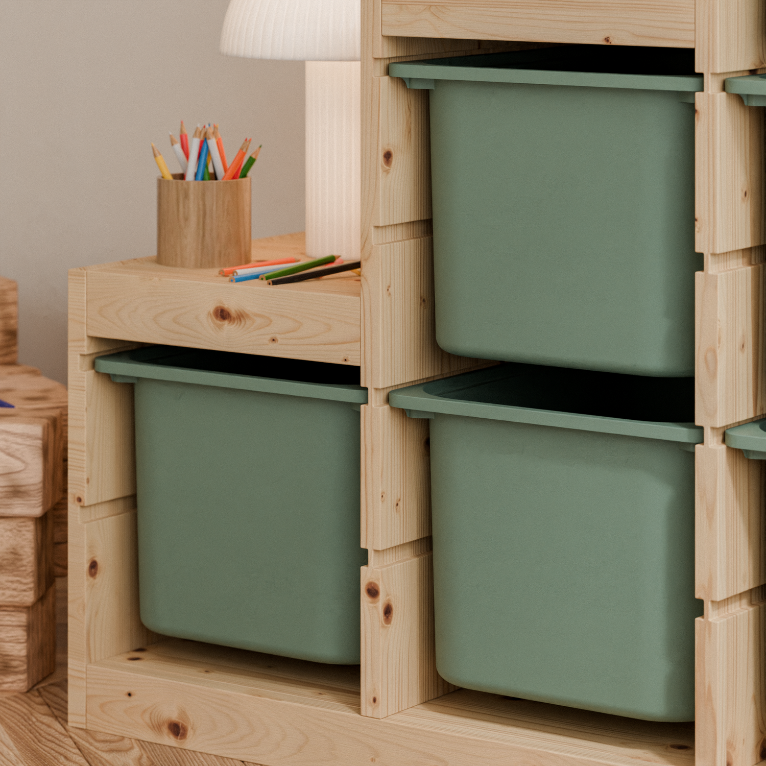 aufbewahrung ähnlich trofast Große Box „TRÖVI“ für IKEA Trofast Regale – 42 × 30 × 23 cm in Eukalyp