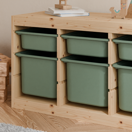 Große Box „TRÖVI“ für IKEA Trofast Regale - 42 x 30 x 23 cm in Weiß, Beige, Rosa und Eukalyptus Box Kiste Korb Clutter Cover