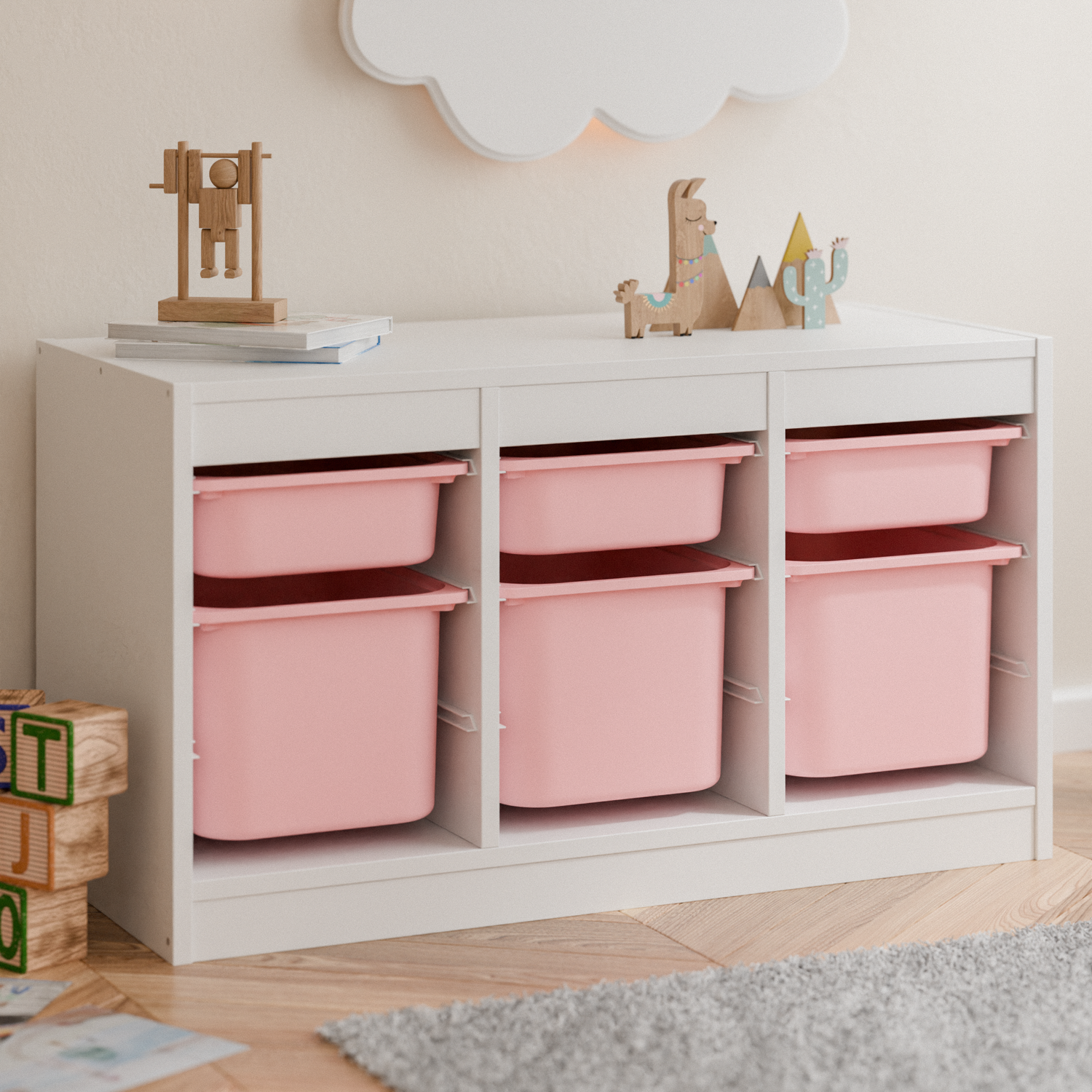 ikea aufbewahrung rosa Große Box „TRÖVI“ für IKEA Trofast Regale – 42 × 30 × 23 cm in Rosa