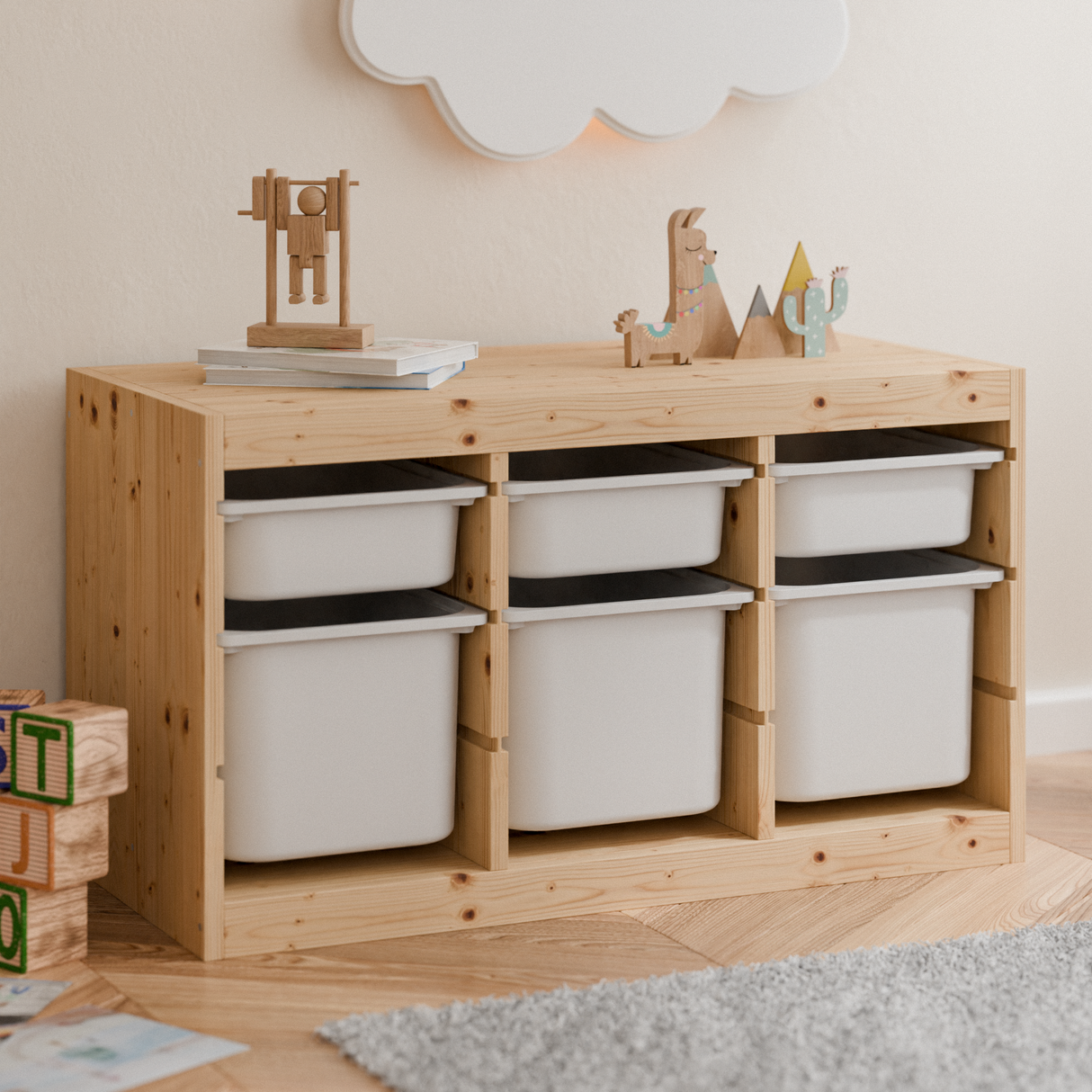 Große Box „TRÖVI“ für IKEA Trofast Regale - 42 x 30 x 23 cm in Weiß Box Kiste Korb Clutter Cover