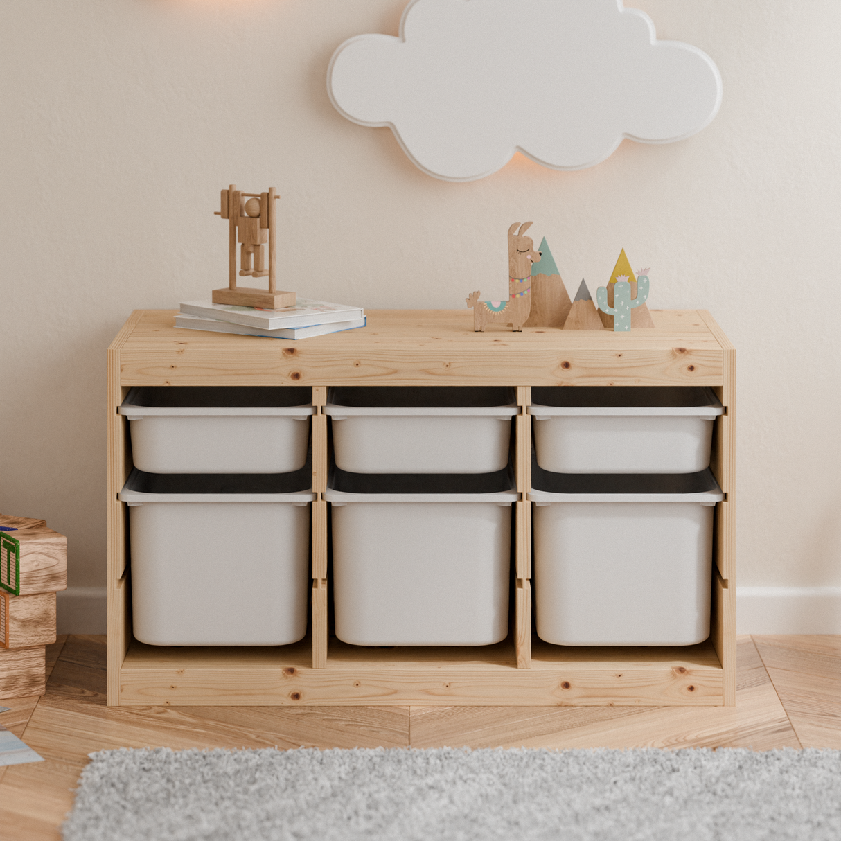 Große Box „TRÖVI“ für IKEA Trofast Regale - 42 x 30 x 23 cm in Weiß Box Kiste Korb Clutter Cover