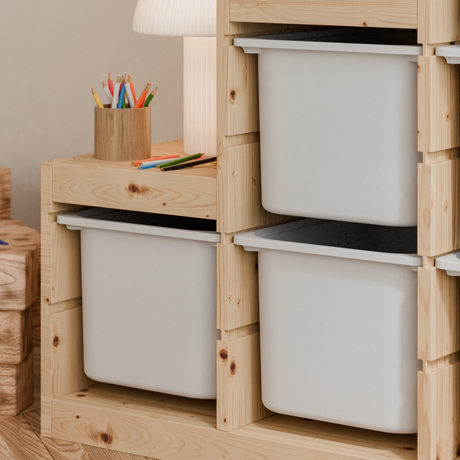 Große Box „TRÖVI“ für IKEA Trofast Regale - 42 x 30 x 23 cm in Weiß, Beige, Rosa und Eukalyptus Box Kiste Korb Clutter Cover