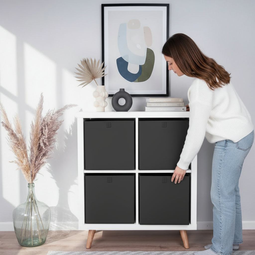 Box für Ikea Kallax Regal, faltbare Stoffbox, Kiste - Anthrazit Box Kiste Clutter Cover