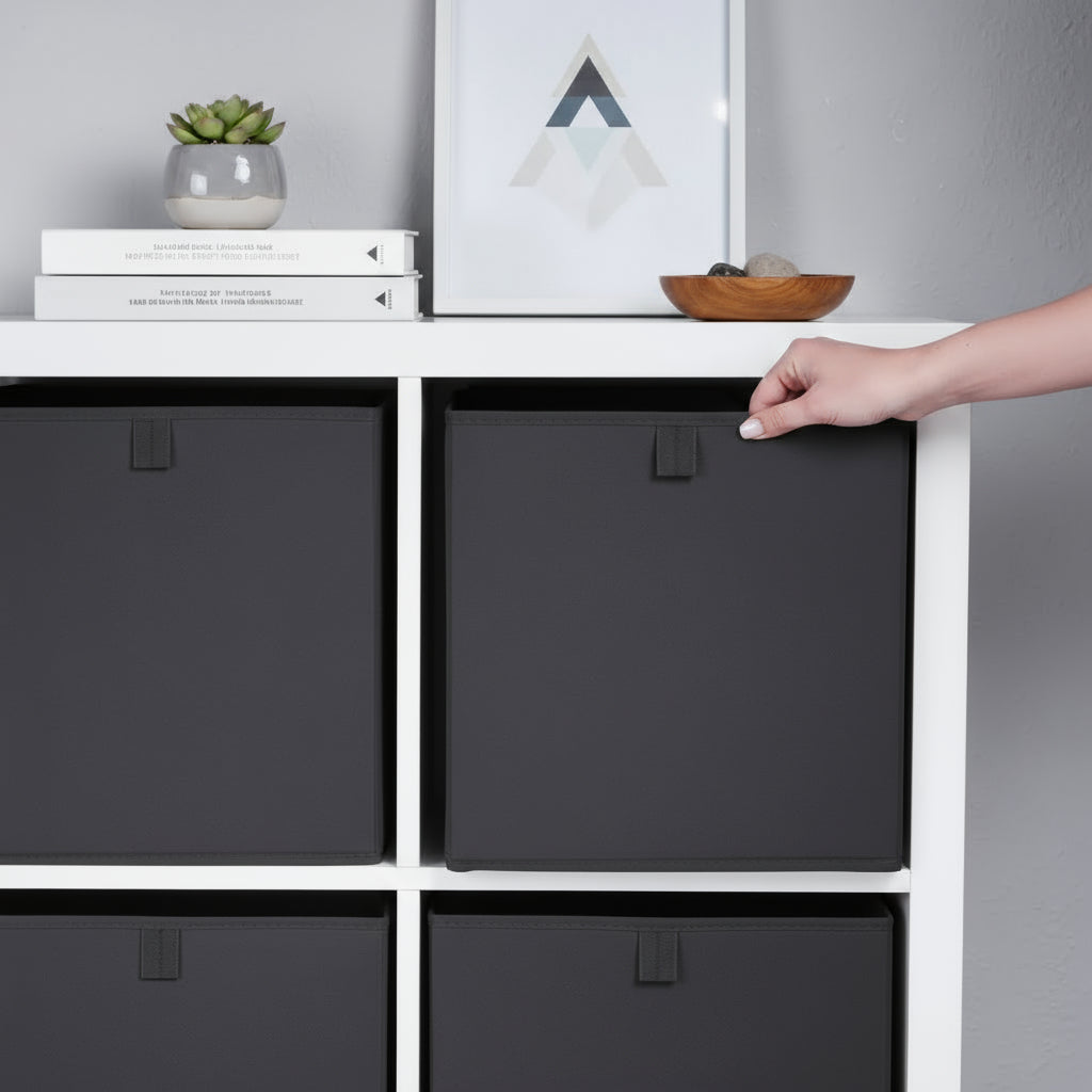 Box für Ikea Kallax Regal, faltbare Stoffbox, Kiste - Anthrazit Box Kiste Clutter Cover