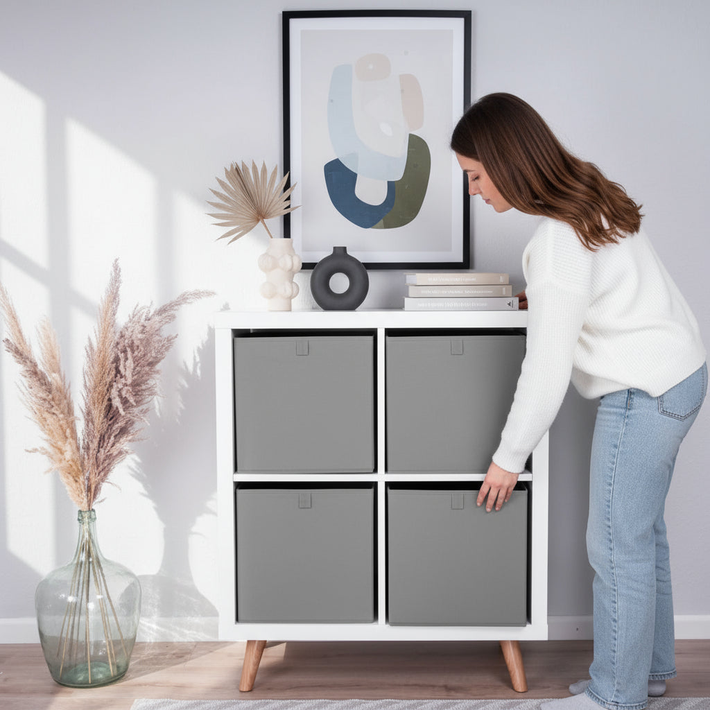 Box für Ikea Kallax Regal, faltbare Stoffbox, Kiste - Grau Box Kiste Korb Clutter Cover