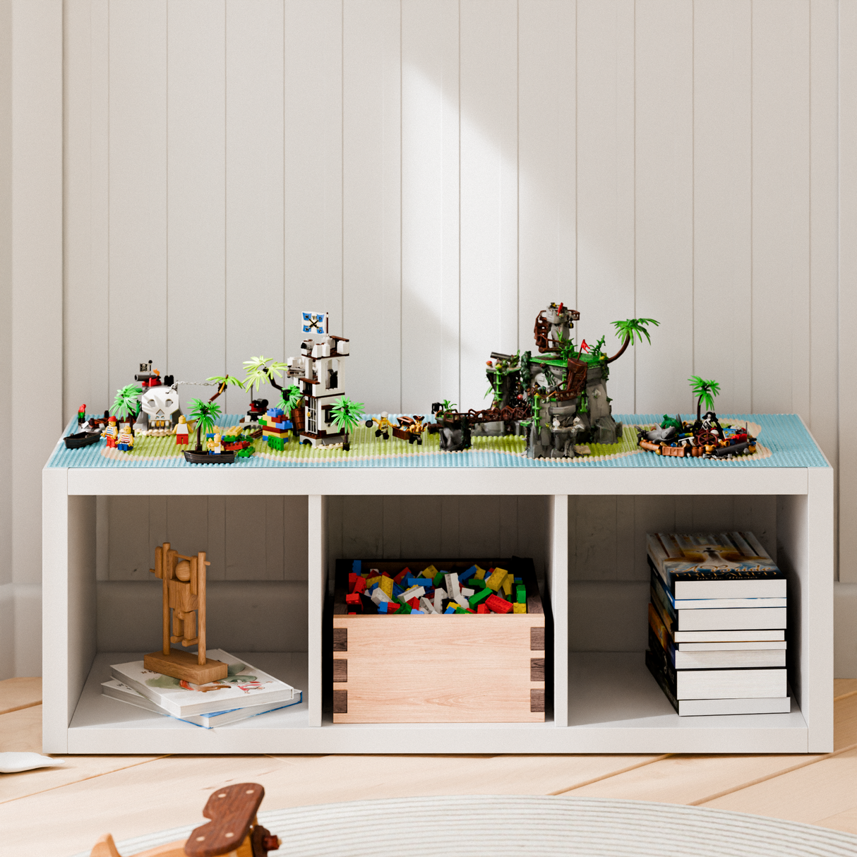 Bauplatte "Lillvik" für IKEA Kallax Regal kompatibel mit LEGO® Steinen, XXL Spieltisch Grundplatte zum Aufkleben Kallax Grundplatte für Klemmbausteine Clutter Cover