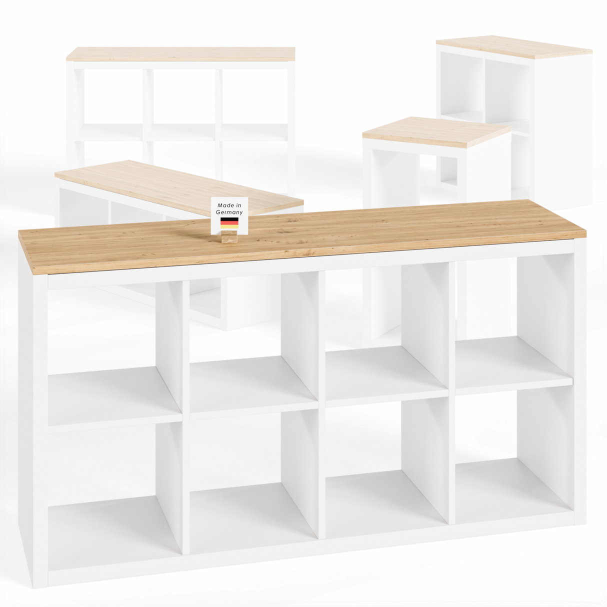 Holzplatte für 4er IKEA Kallax Regal, Eiche - Deckplatte 147 x 39cm Holzplatte Clutter Cover