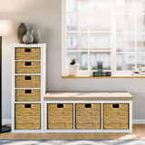 2er Set Korb aus Wasserhyazinthe 30 x 34 x 15cm für halbes Kallax Fach, Flechtkorb Kallax Einsatz Clutter Cover