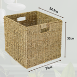 Korb für Kallax Regal aus Seegras 32 x 34,5 x 32cm, Flechtkorb Kallax Einsatz Clutter Cover