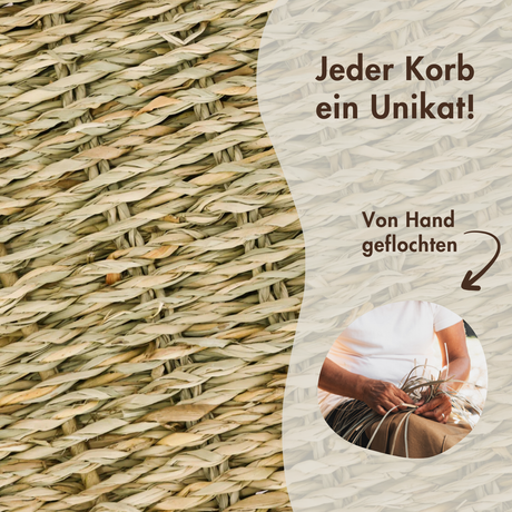 Korb für Kallax Regal aus Seegras 32 x 34,5 x 32cm, Flechtkorb Kallax Einsatz Clutter Cover