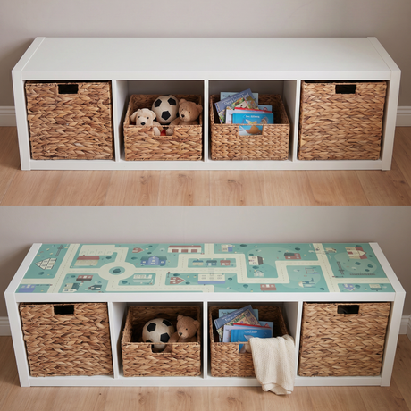Klebefolie für IKEA Kallax 4er Regal, PVC freie Spielfolie 139 x 39cm, Straßen Spielfläche, Kinderzimmer Spielwelt für Jungen und Mädchen Spielfolie Clutter Cover