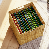 Kallax Korb aus Wasserhyazinthe für Hängeregister DIN A4, Flechtkorb für Hängemappen, 33 x 38 x 32cm Box Kiste Korb Clutter Cover