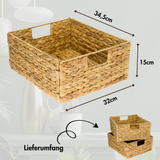 2er Set Korb aus Wasserhyazinthe 30 x 34 x 15cm für halbes Kallax Fach, Flechtkorb Kallax Einsatz Clutter Cover