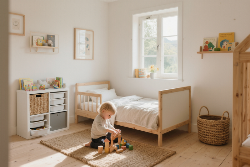 Kinderzimmer Kallax Einsatz Kallax Korb und Trofast Boxen Cluttercover