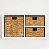 2er Set Korb aus Wasserhyazinthe 30 x 34 x 15cm für halbes Kallax Fach, Flechtkorb Kallax Einsatz Clutter Cover