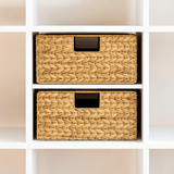 2er Set Korb aus Wasserhyazinthe 30 x 34 x 15cm für halbes Kallax Fach, Flechtkorb Kallax Einsatz Clutter Cover